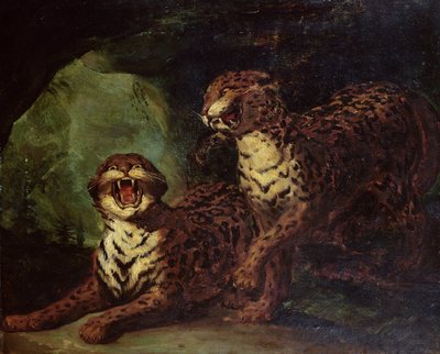 2匹のヒョウ、c。 1820 作： Theodore Gericault